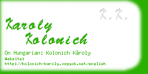 karoly kolonich business card